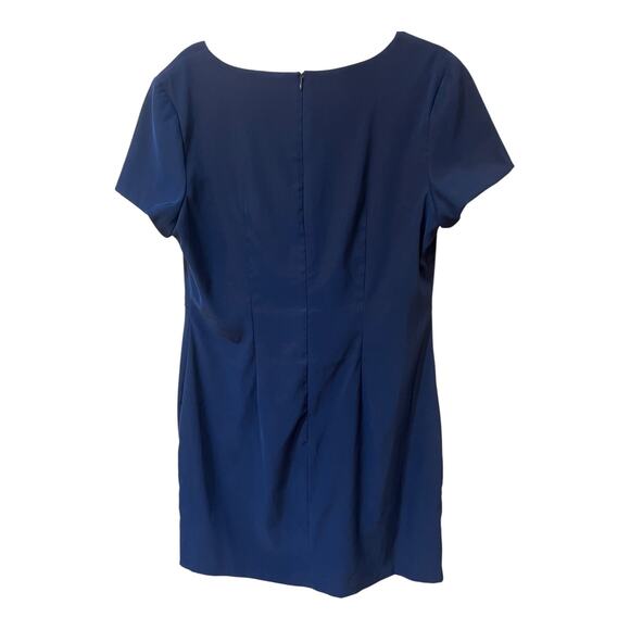 AB Studio Navy Blue Career Wear Short Sleeve Sheath Dress Size 16 Work Office - Picture 7 of 10